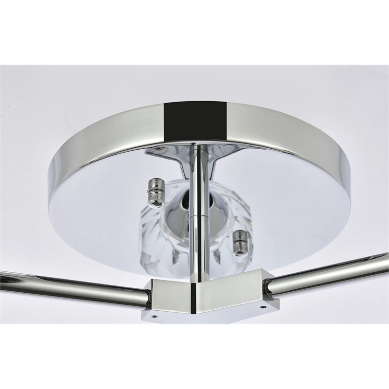 Elegant Lighting Zayne 3-Light Crystal/Iron Flush Mount in Chrome