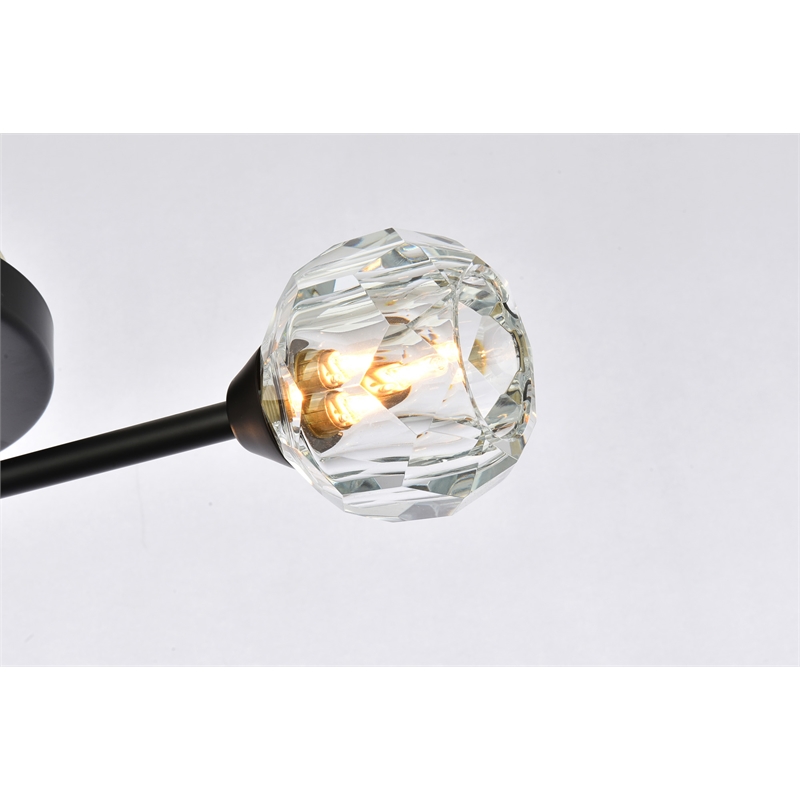 Elegant Lighting Zayne 3-Light Modern Crystal Flush Mount in Black