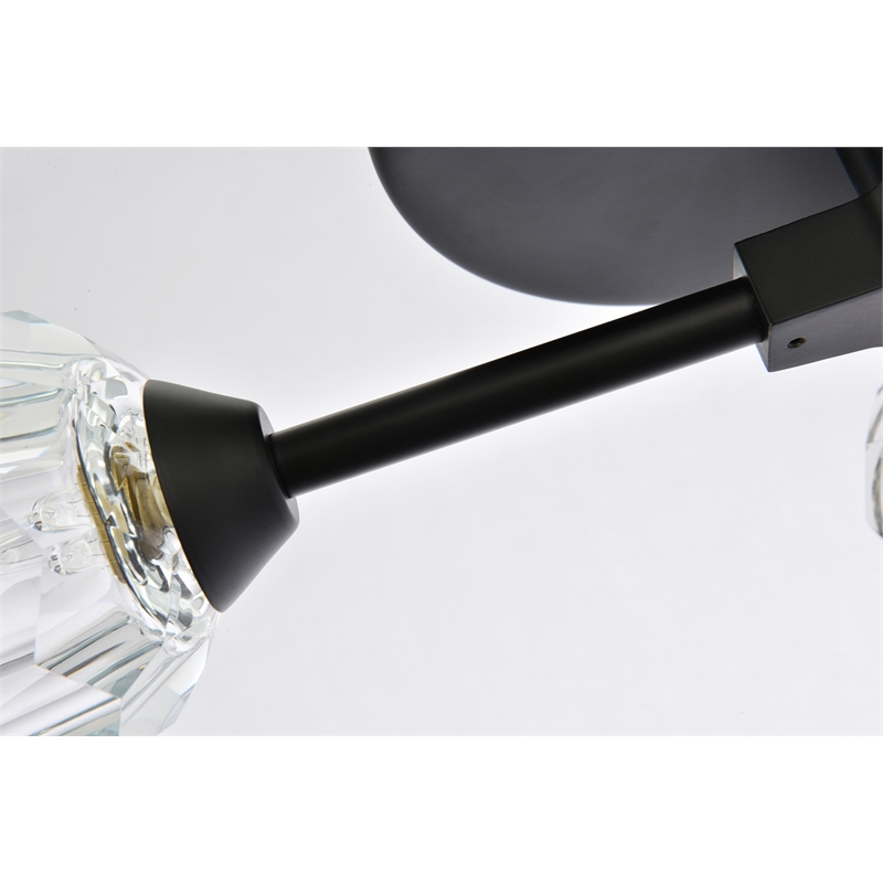 Elegant Lighting Zayne 3-Light Modern Crystal Flush Mount in Black