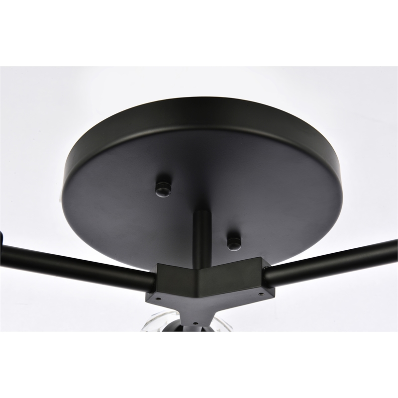 Elegant Lighting Zayne 3-Light Modern Crystal Flush Mount in Black