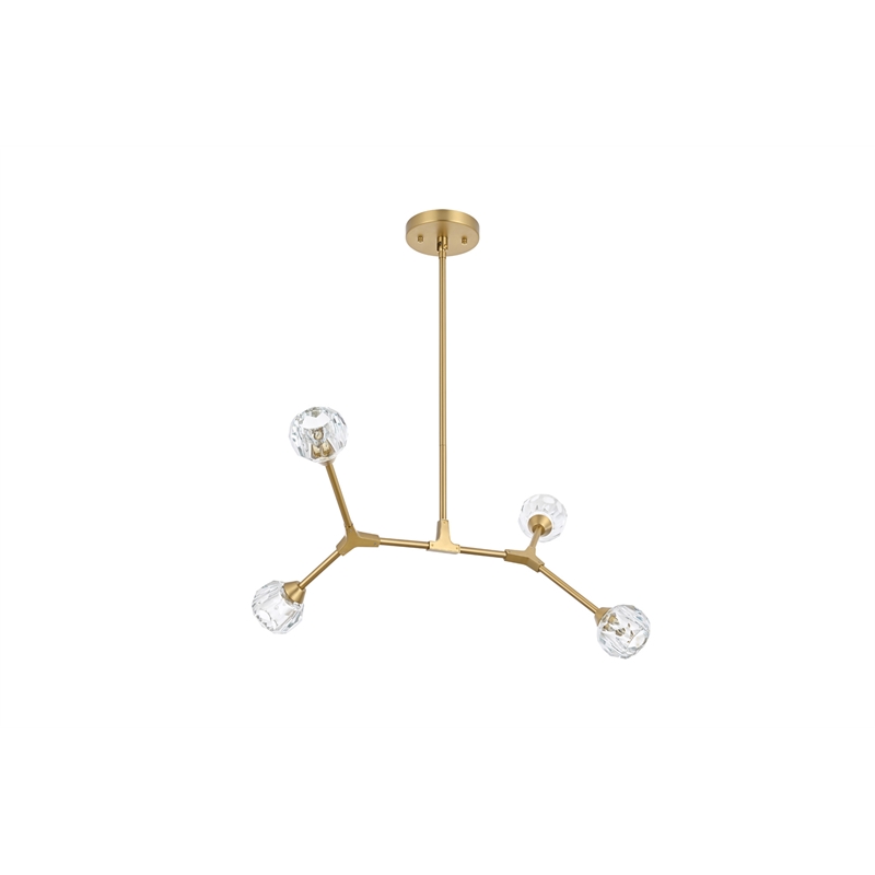 Elegant Lighting Zayne 4-Light Modern Crystal/Iron Pendant in Gold