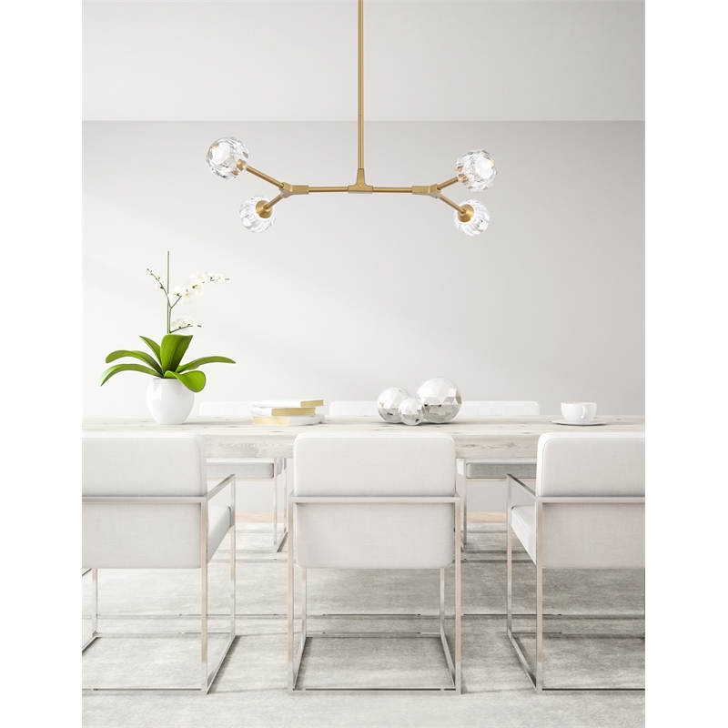Elegant Lighting Zayne 4-Light Modern Crystal/Iron Pendant in Gold