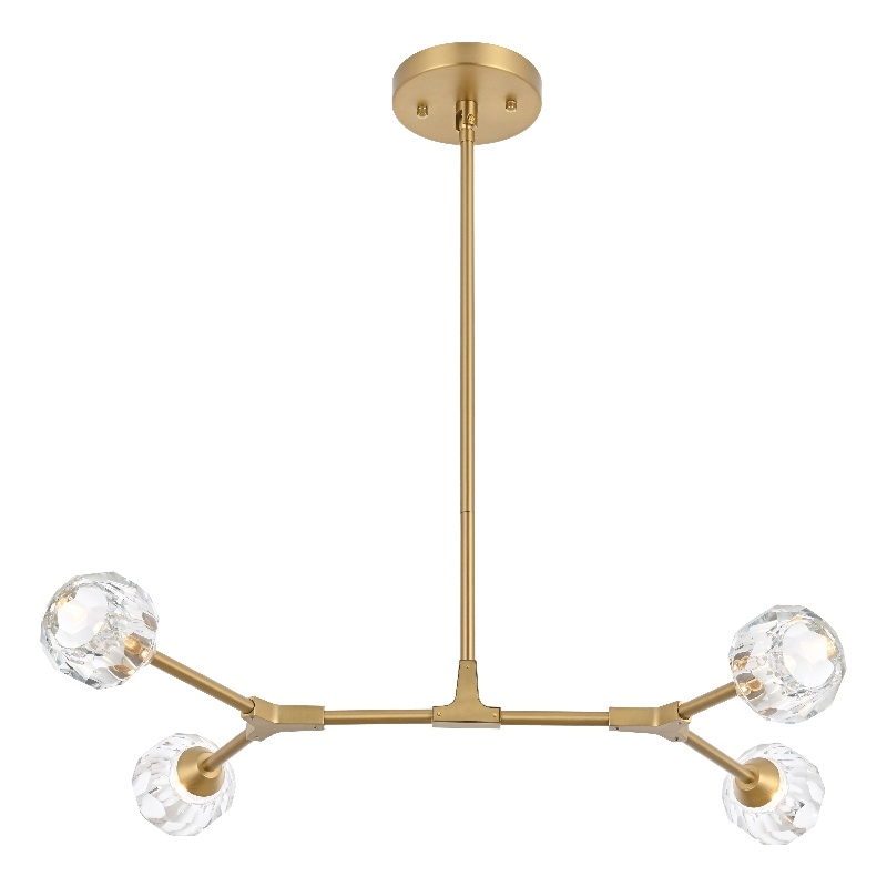 Elegant Lighting Zayne 4-Light Modern Crystal/Iron Pendant in Gold