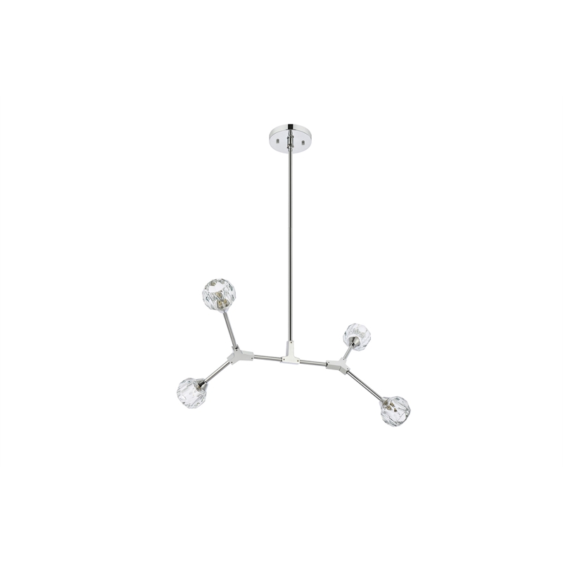 Elegant Lighting Zayne 4-Light Modern Crystal/Iron Pendant in Chrome