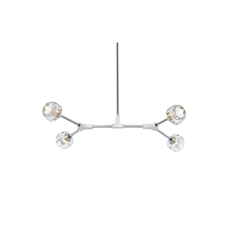 Elegant Lighting Zayne 4-Light Modern Crystal/Iron Pendant in Chrome
