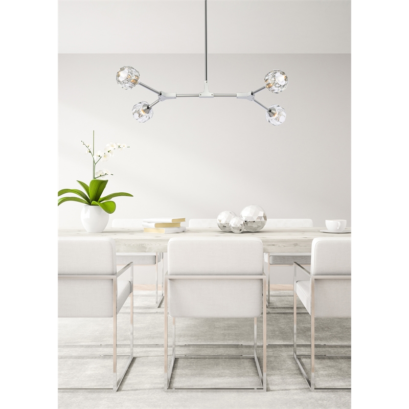 Elegant Lighting Zayne 4-Light Modern Crystal/Iron Pendant in Chrome