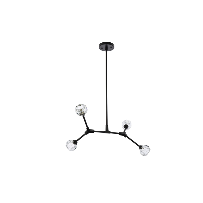 Elegant Lighting Zayne 4-Light Modern Crystal/Iron Pendant in Black