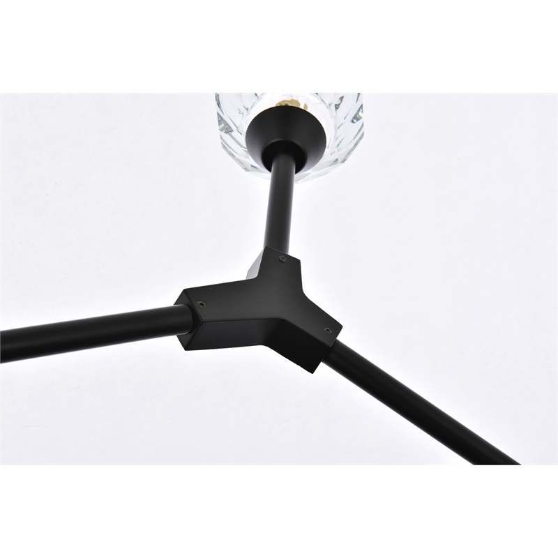 Elegant Lighting Zayne 4-Light Modern Crystal/Iron Pendant in Black