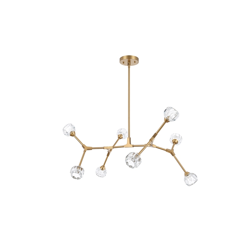 Elegant Lighting Zayne 8-Light Modern Crystal/Iron Pendant in Gold