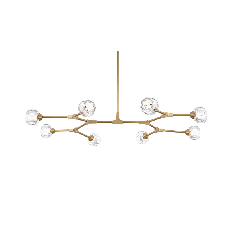 Elegant Lighting Zayne 8-Light Modern Crystal/Iron Pendant in Gold