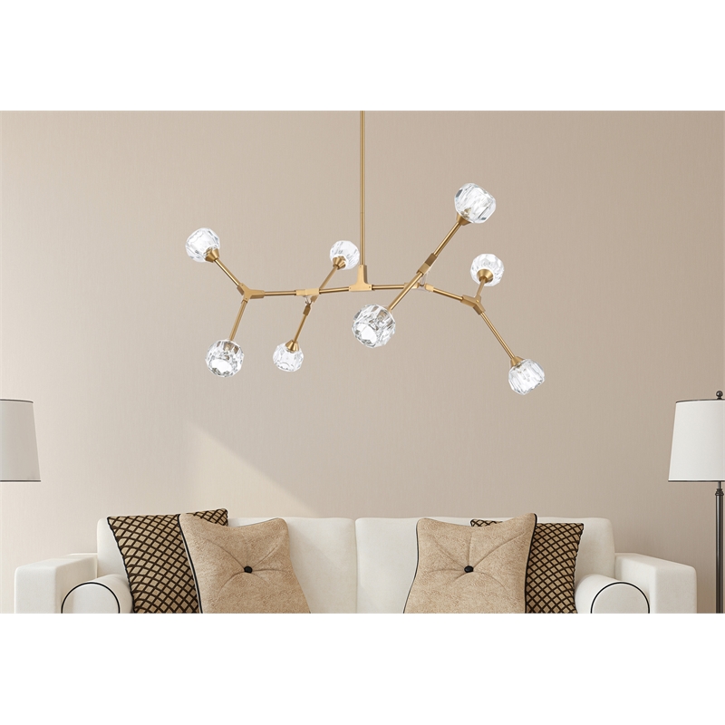 Elegant Lighting Zayne 8-Light Modern Crystal/Iron Pendant in Gold