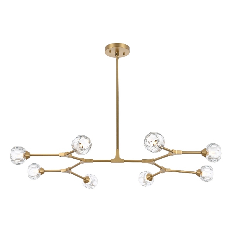 Elegant Lighting Zayne 8-Light Modern Crystal/Iron Pendant in Gold