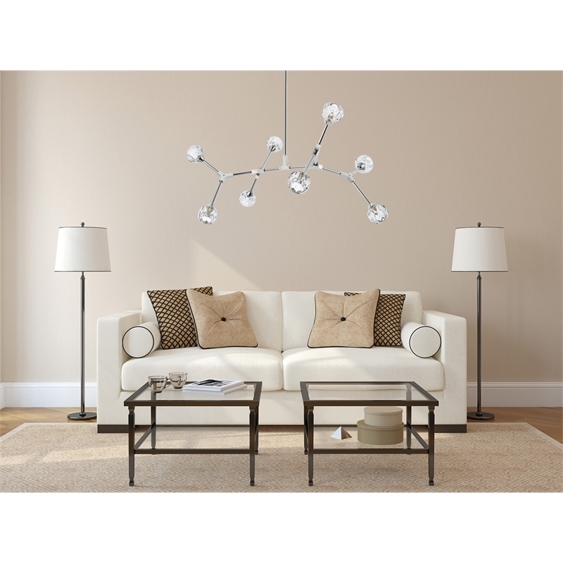 Elegant Lighting Zayne 8-Light Modern Crystal/Iron Pendant in Chrome