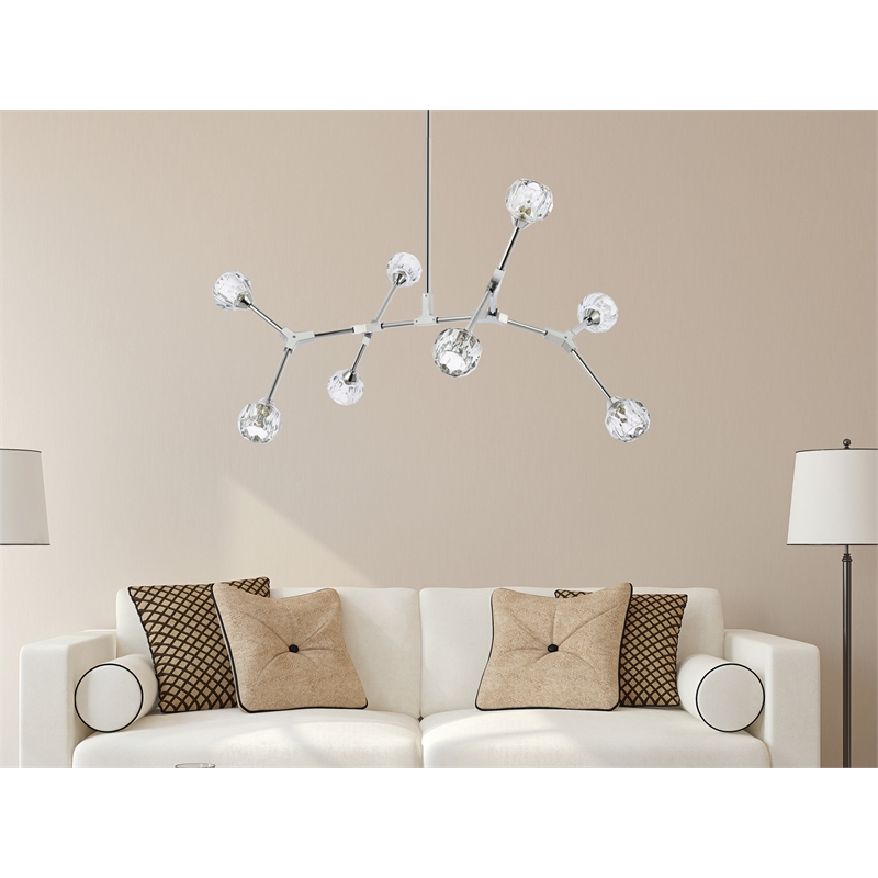 Elegant Lighting Zayne 8-Light Modern Crystal/Iron Pendant in Chrome