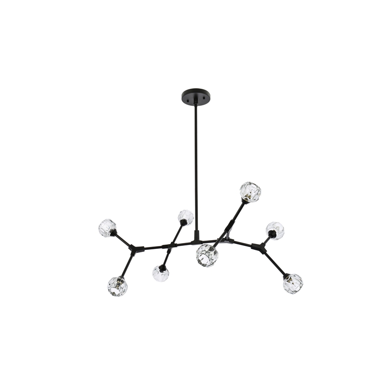 Elegant Lighting Zayne 8-Light Modern Crystal/Iron Pendant in Black