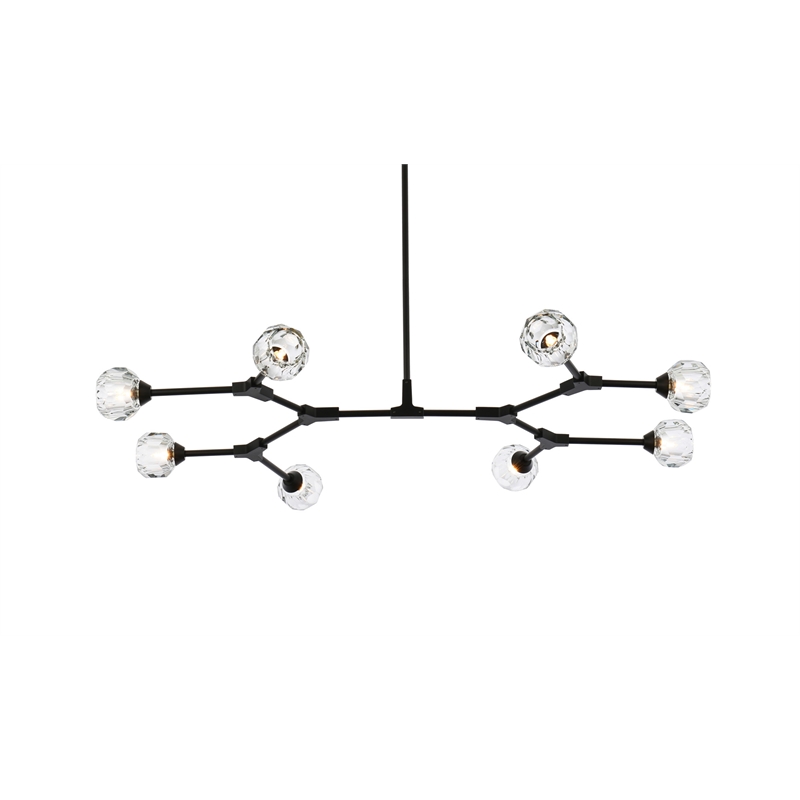 Elegant Lighting Zayne 8-Light Modern Crystal/Iron Pendant in Black