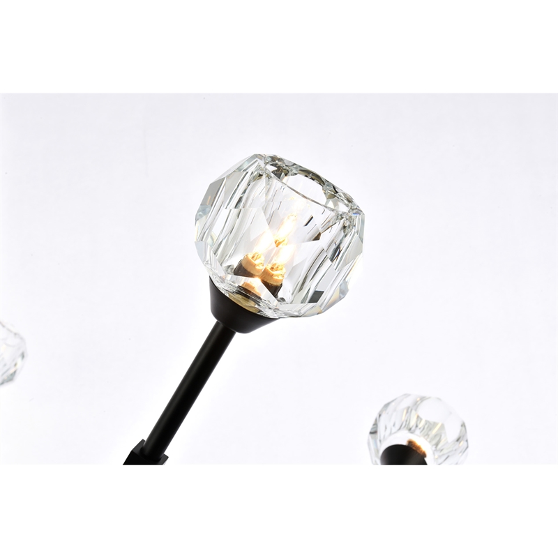 Elegant Lighting Zayne 8-Light Modern Crystal/Iron Pendant in Black