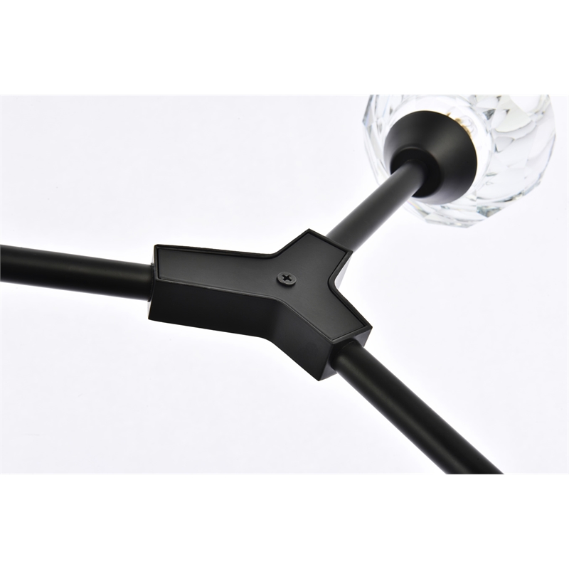 Elegant Lighting Zayne 8-Light Modern Crystal/Iron Pendant in Black