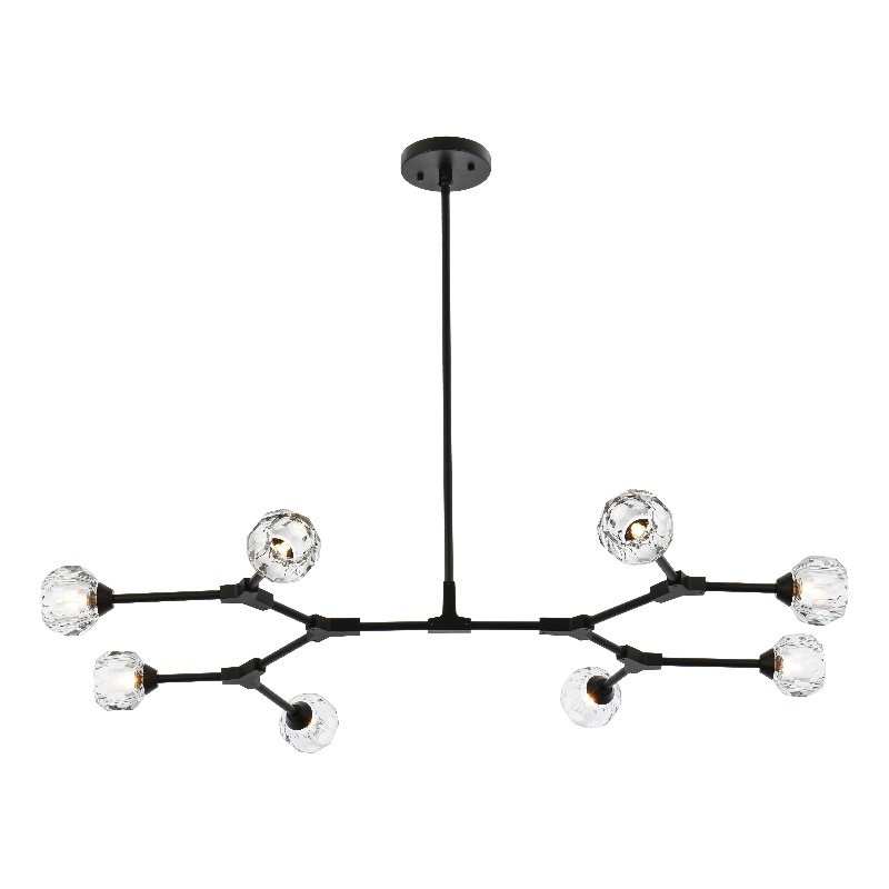 Elegant Lighting Zayne 8-Light Modern Crystal/Iron Pendant in Black
