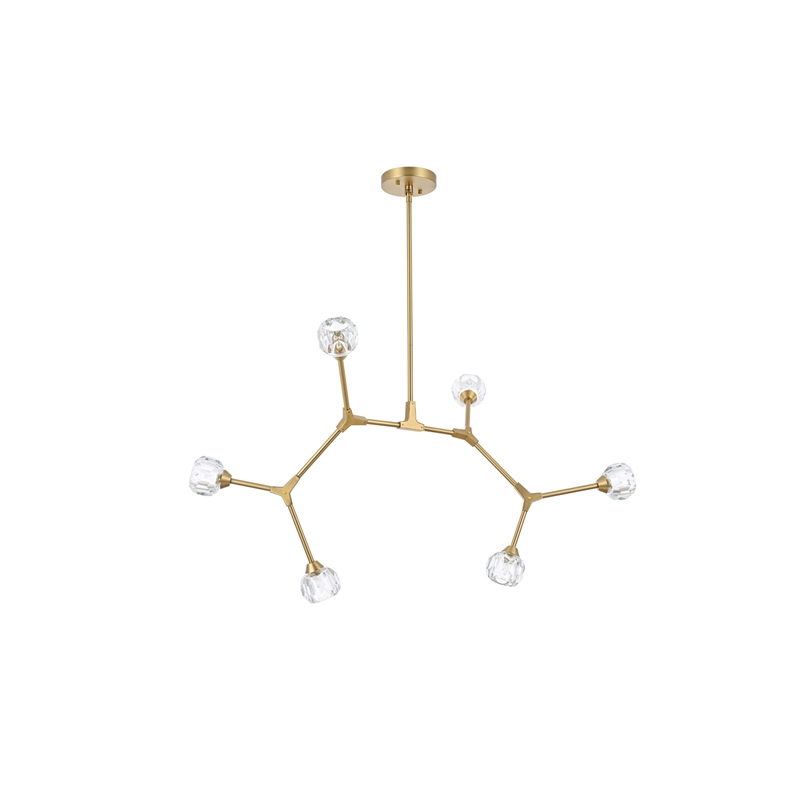 Elegant Lighting Zayne 6-Light Modern Crystal/Iron Pendant in Gold