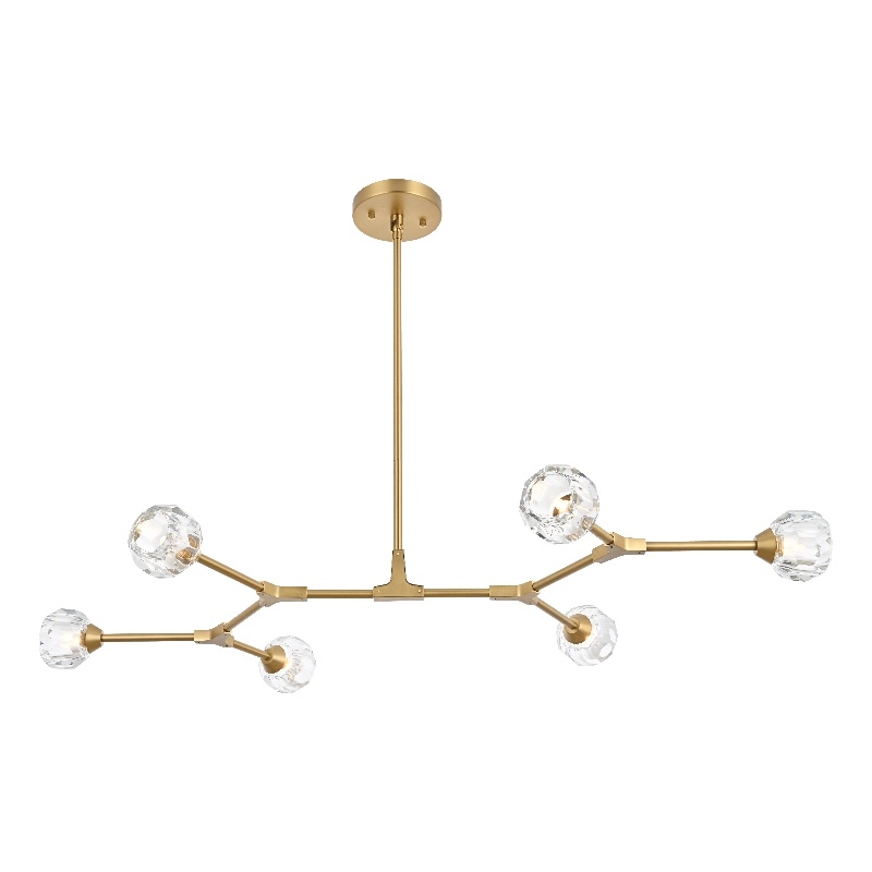 Elegant Lighting Zayne 6-Light Modern Crystal/Iron Pendant in Gold