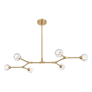 Elegant Lighting Zayne 6-Light Modern Crystal/Iron Pendant in Gold