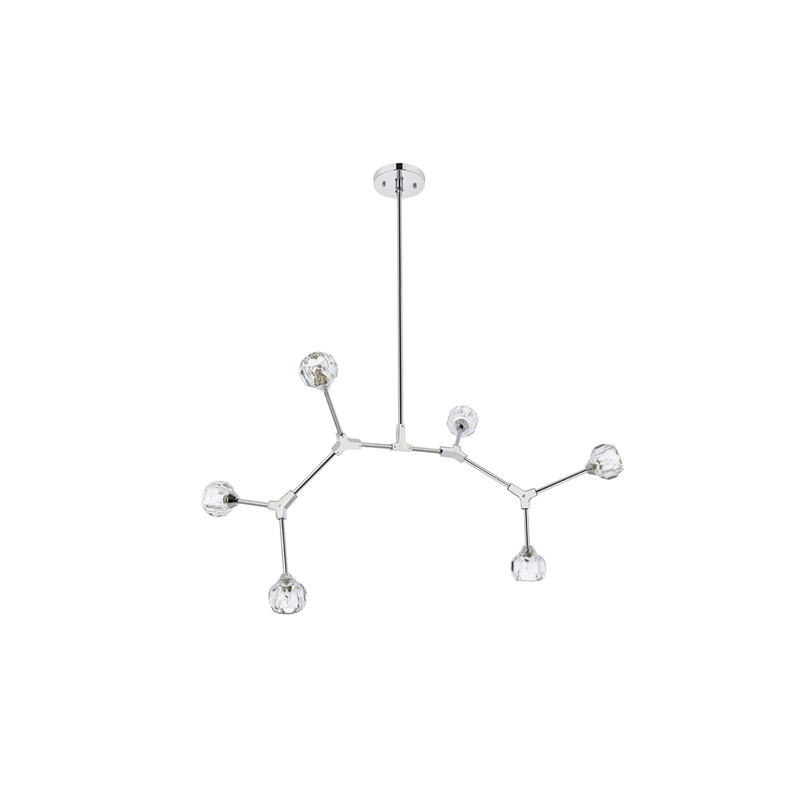 Elegant Lighting Zayne 6-Light Modern Crystal/Iron Pendant in Chrome