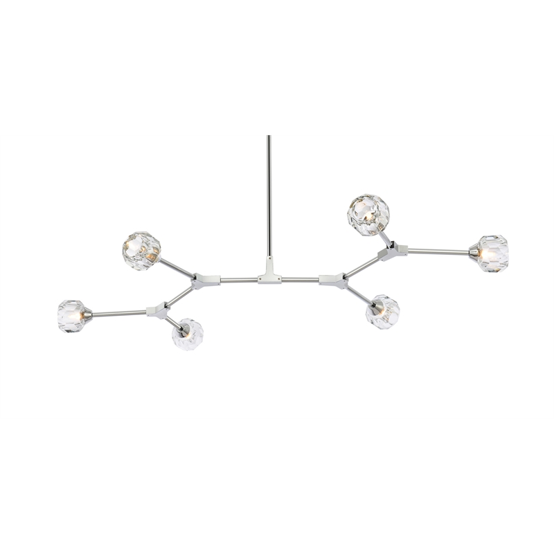 Elegant Lighting Zayne 6-Light Modern Crystal/Iron Pendant in Chrome