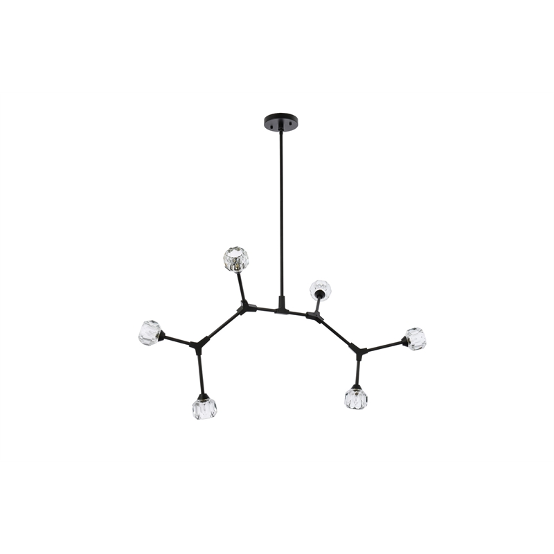 Elegant Lighting Zayne 6-Light Modern Crystal/Iron Pendant in Black