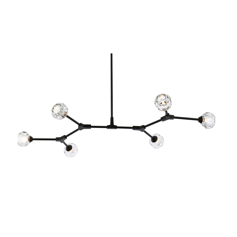 Elegant Lighting Zayne 6-Light Modern Crystal/Iron Pendant in Black
