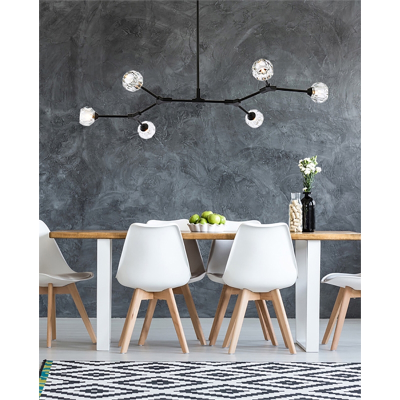 Elegant Lighting Zayne 6-Light Modern Crystal/Iron Pendant in Black