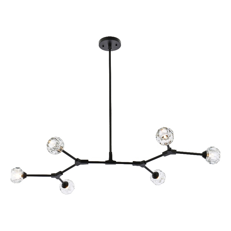 Elegant Lighting Zayne 6-Light Modern Crystal/Iron Pendant in Black