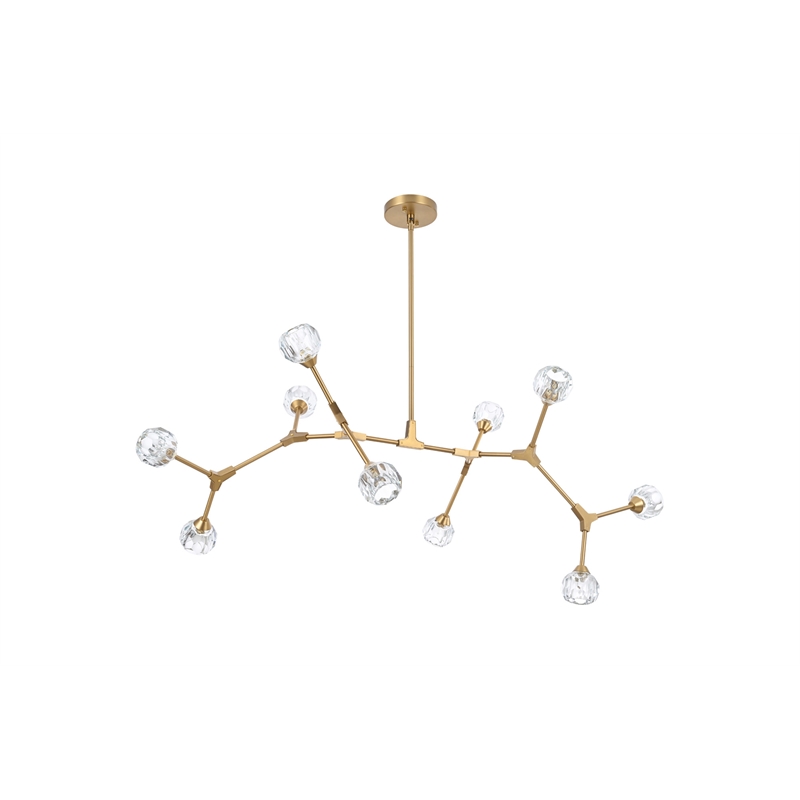 Elegant Lighting Zayne 10-Light Modern Crystal/Iron Pendant in Gold