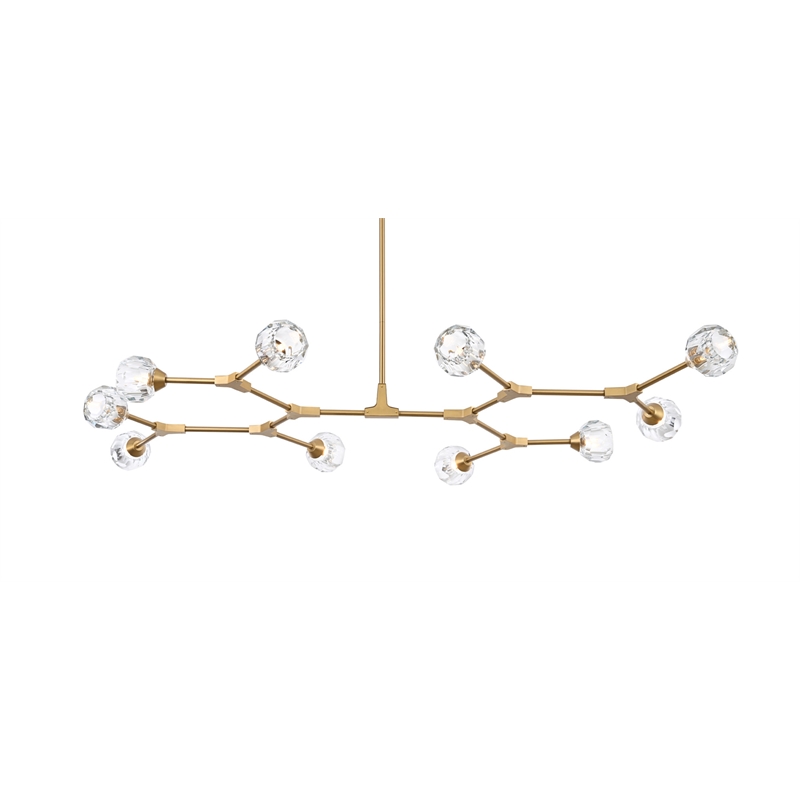 Elegant Lighting Zayne 10-Light Modern Crystal/Iron Pendant in Gold