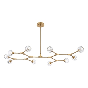 Elegant Lighting Zayne 10-Light Modern Crystal/Iron Pendant in Gold