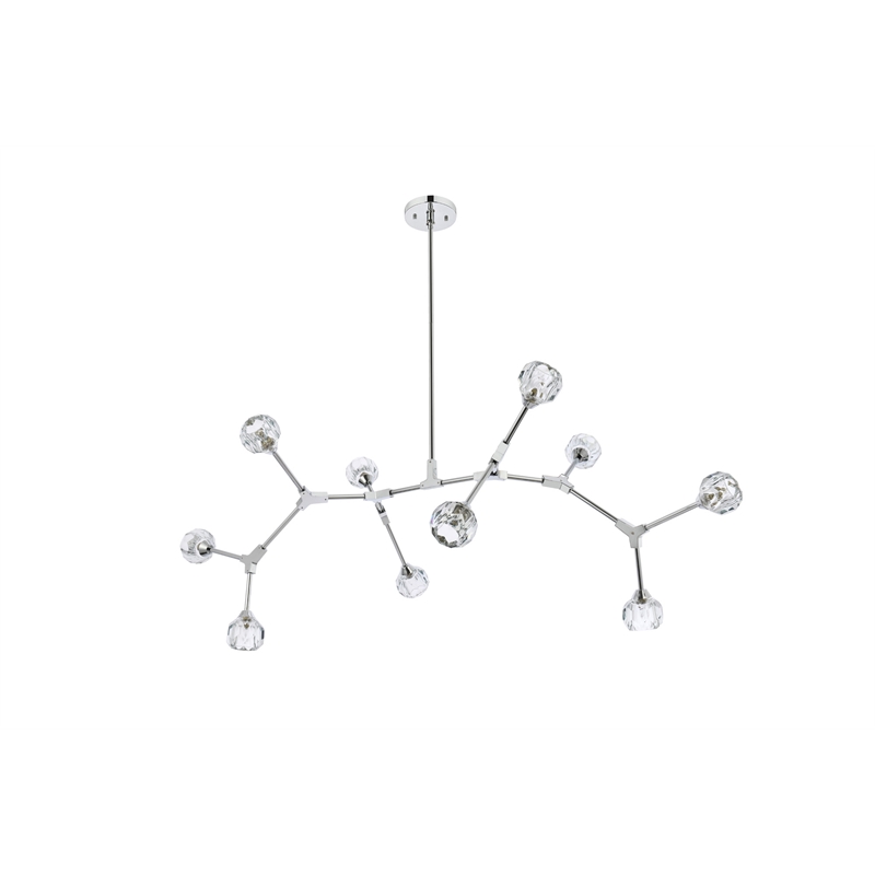 Elegant Lighting Zayne 10-Light Modern Crystal Pendant in Chrome