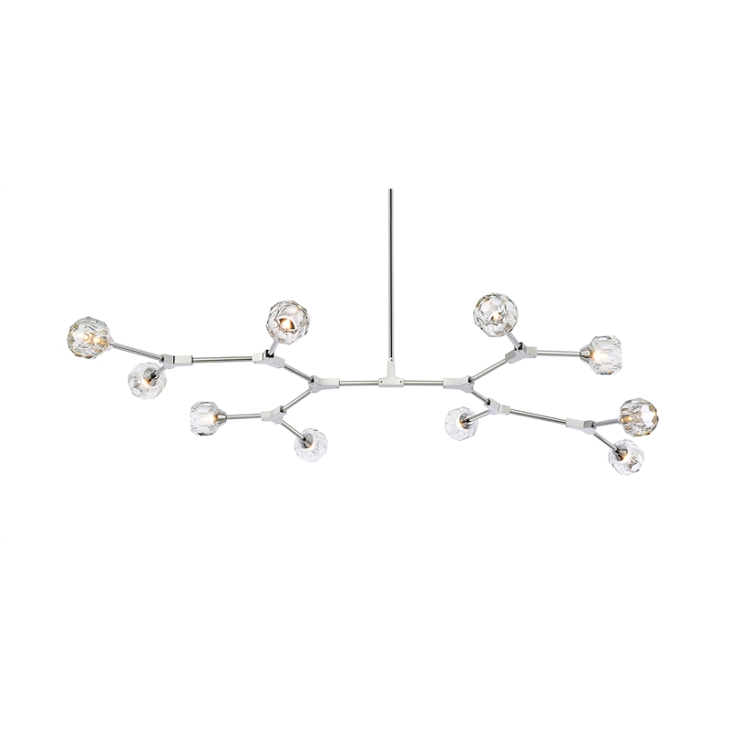 Elegant Lighting Zayne 10-Light Modern Crystal Pendant in Chrome