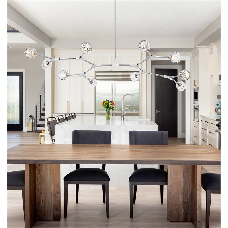 Elegant Lighting Zayne 10-Light Modern Crystal Pendant in Chrome