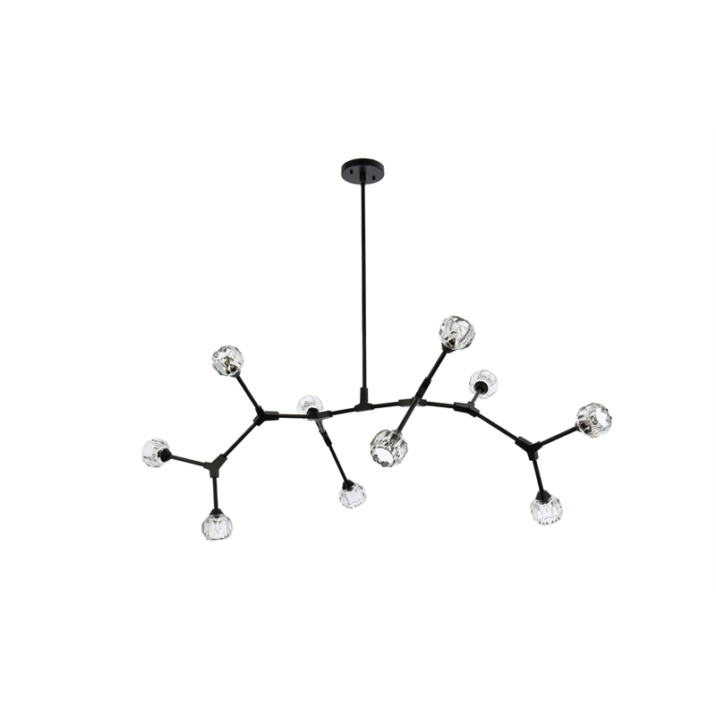 Elegant Lighting Zayne 10-Light Modern Crystal/Iron Pendant in Black