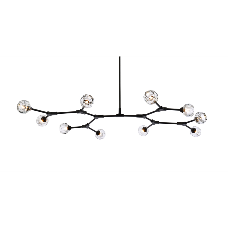 Elegant Lighting Zayne 10-Light Modern Crystal/Iron Pendant in Black