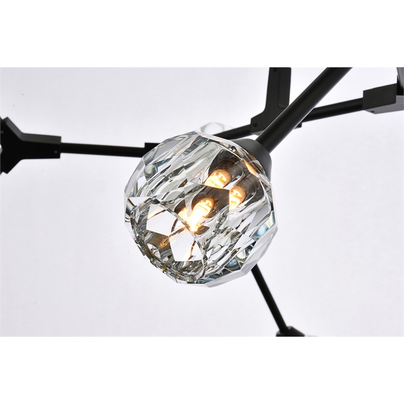 Elegant Lighting Zayne 10-Light Modern Crystal/Iron Pendant in Black
