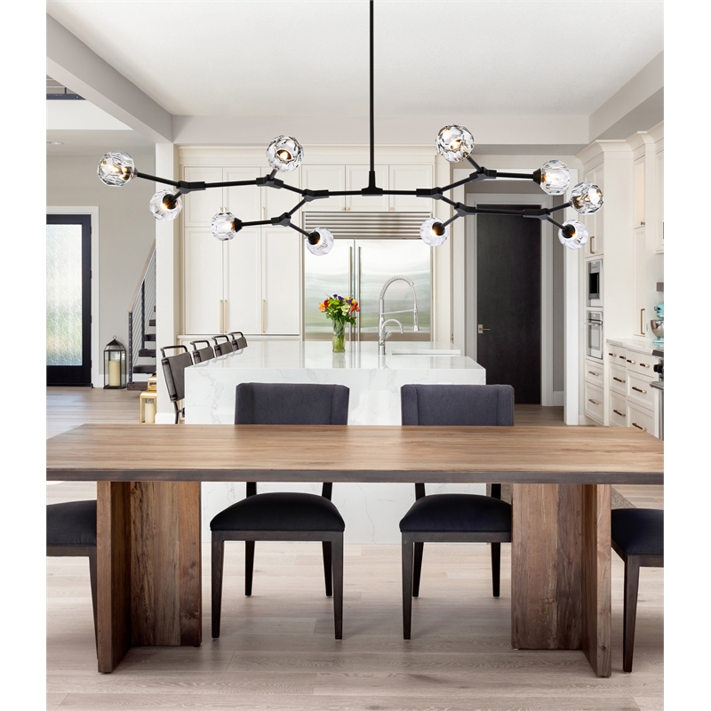 Elegant Lighting Zayne 10-Light Modern Crystal/Iron Pendant in Black