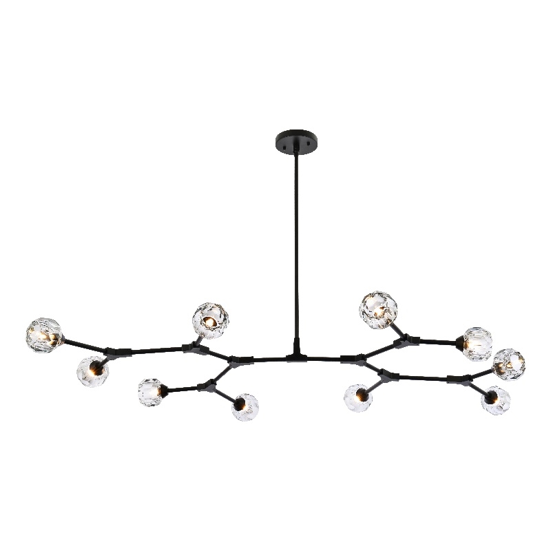 Elegant Lighting Zayne 10-Light Modern Crystal/Iron Pendant in Black
