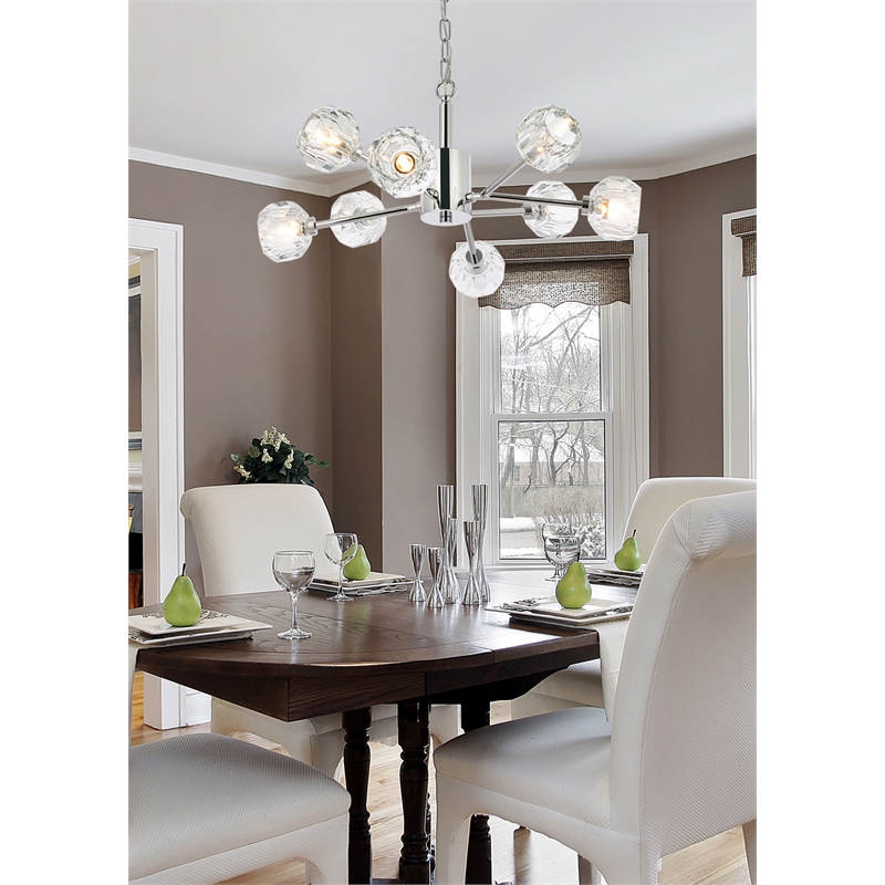 Elegant Lighting Graham 8-Light Modern Crystal Pendant in Chrome