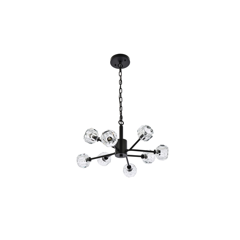 Elegant Lighting Graham 8-Light Modern Crystal/Iron Pendant in Black