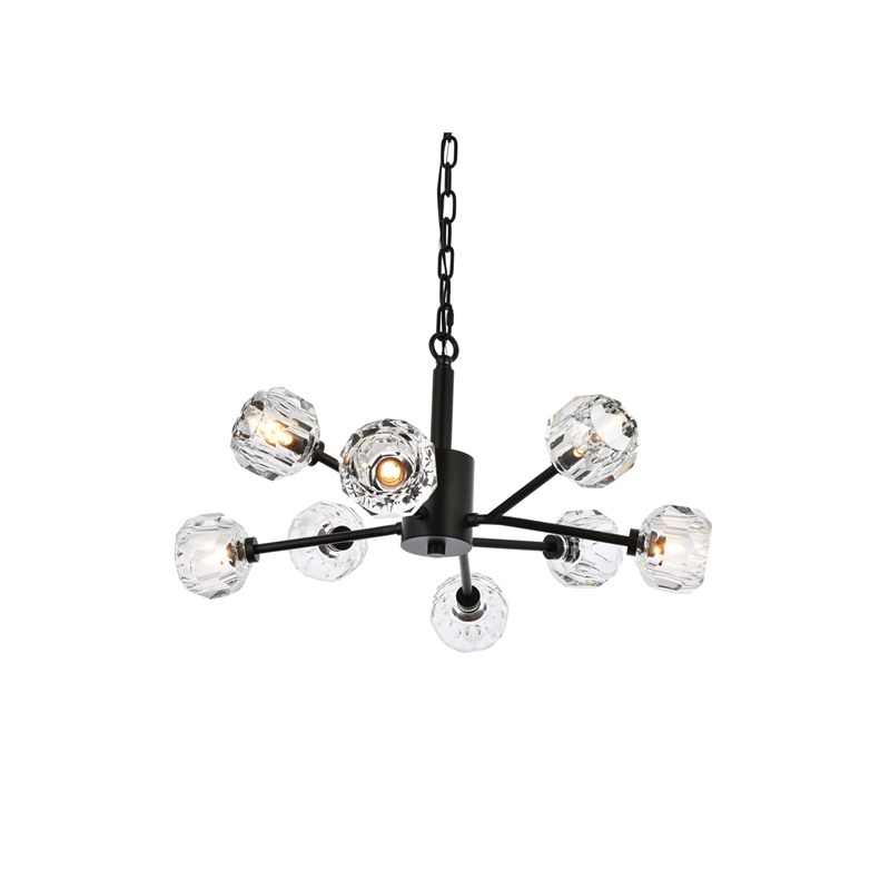 Elegant Lighting Graham 8-Light Modern Crystal/Iron Pendant in Black