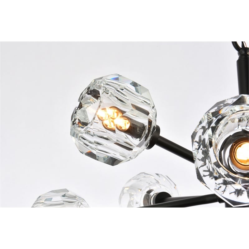 Elegant Lighting Graham 8-Light Modern Crystal/Iron Pendant in Black