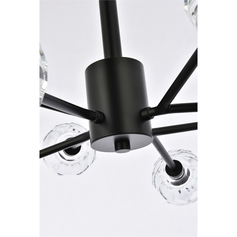 Elegant Lighting Graham 8-Light Modern Crystal/Iron Pendant in Black