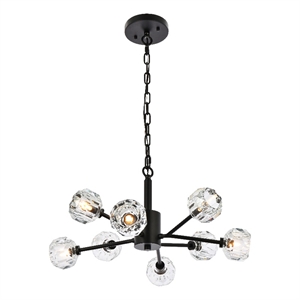 Elegant Lighting Graham 8-Light Modern Crystal/Iron Pendant in Black