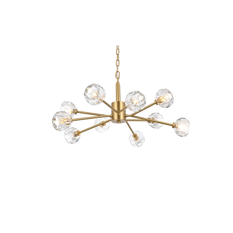 Elegant Lighting Graham 10-Light Modern Crystal/Iron Pendant in Gold
